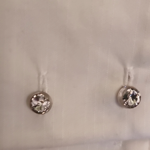 NWOT HTF  Express Stretch White Blouse with Tiny Rhinestone Buttons Seasonless - Picture 7 of 7